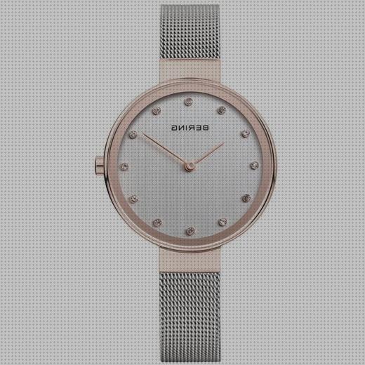 Las mejores reloj bering reloj bering mujer clásico malla fina plateado y rosado